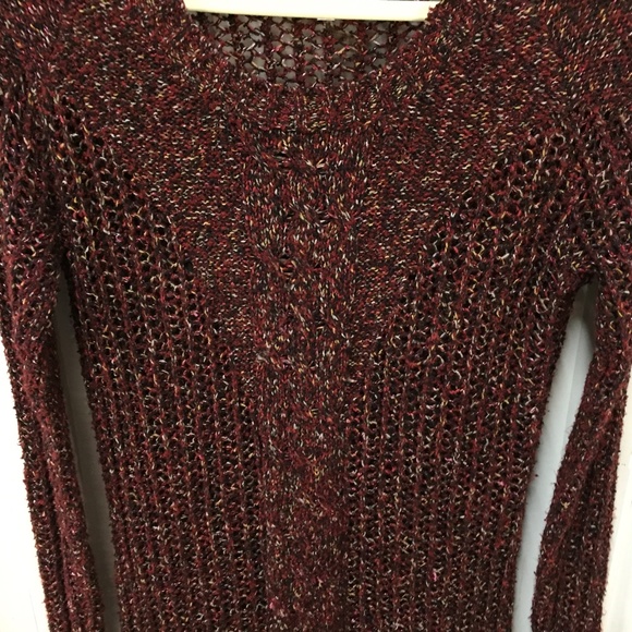 Buffalo David Bitton Red Open Knit Sweater w/ Subtle Sparkle - Picture 4 of 16